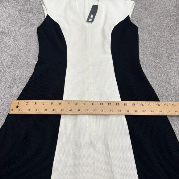 Apt. 9 Colorblock Cap Sleeve Textured A-Line Midi Dress Womens 6 Black White NWT - Picture 14 of 16